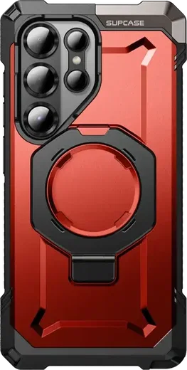 SUPCASE UB Grip Samsung Galaxy S25 Ultra Hoesje MagSafe / Qi2 Kickstand Rood afbeelding 2