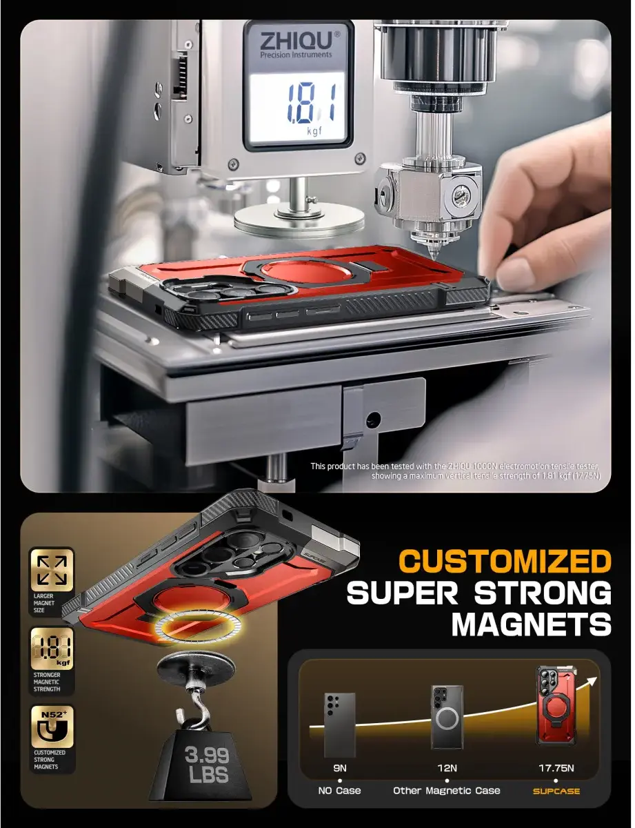 SUPCASE UB Grip Samsung Galaxy S25 Ultra Hoesje MagSafe / Qi2 Kickstand Rood afbeelding 6
