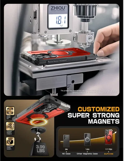 SUPCASE UB Grip Samsung Galaxy S25 Ultra Hoesje MagSafe / Qi2 Kickstand Rood afbeelding 6