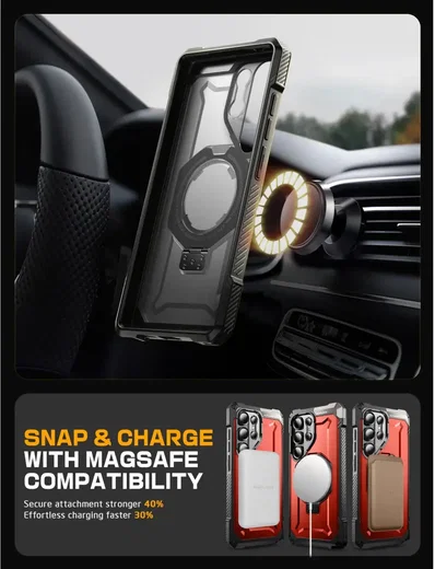 SUPCASE UB Grip Samsung Galaxy S25 Ultra Hoesje MagSafe / Qi2 Kickstand Rood afbeelding 8
