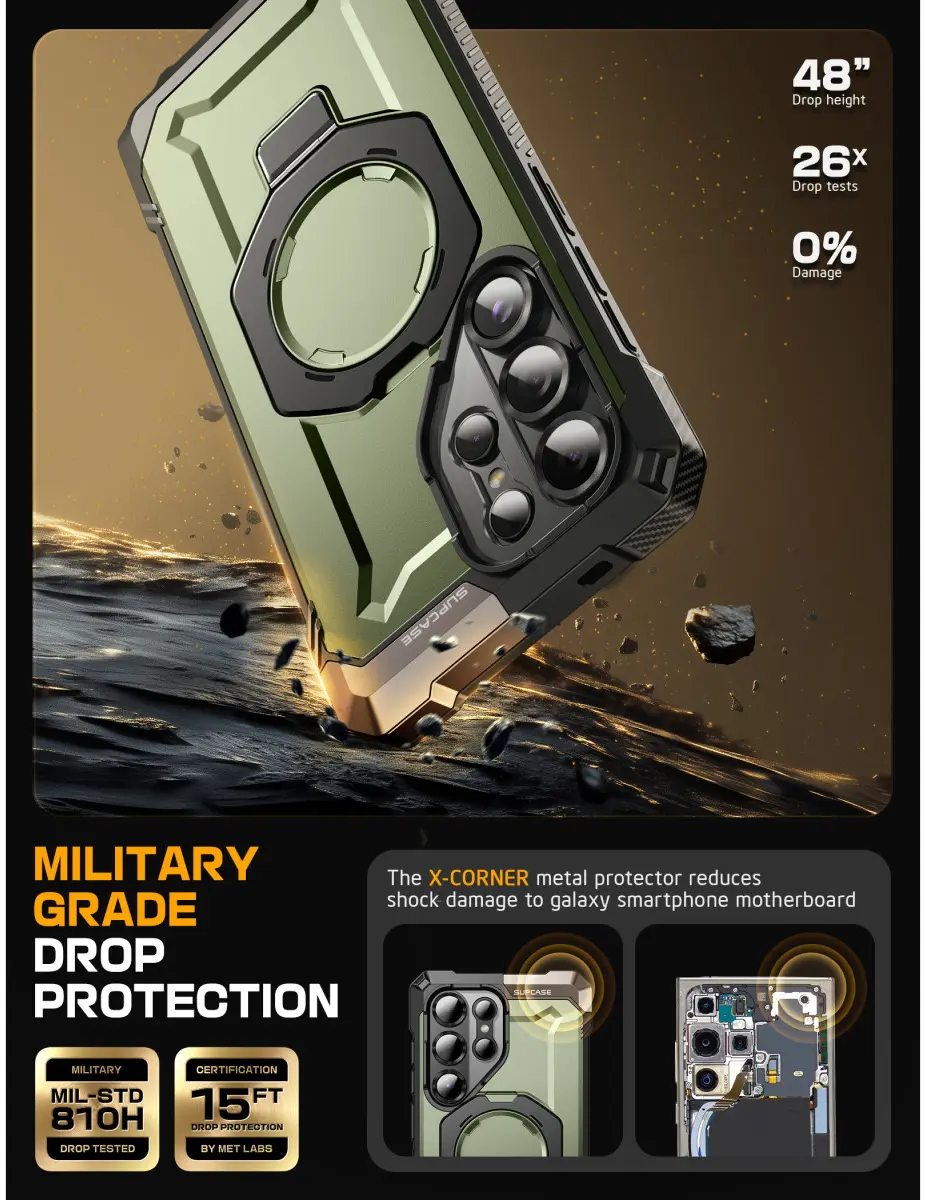 SUPCASE UB Grip Samsung Galaxy S25 Ultra Hoesje MagSafe / Qi2 Kickstand Groen afbeelding 4