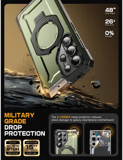 SUPCASE UB Grip Samsung Galaxy S25 Ultra Hoesje MagSafe / Qi2 Kickstand Groen afbeelding 4