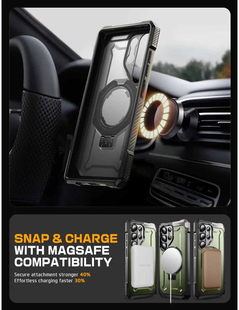 SUPCASE UB Grip Samsung Galaxy S25 Ultra Hoesje MagSafe / Qi2 Kickstand Groen afbeelding 8