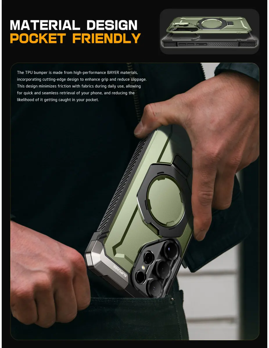 SUPCASE UB Grip Samsung Galaxy S25 Ultra Hoesje MagSafe / Qi2 Kickstand Groen afbeelding 9