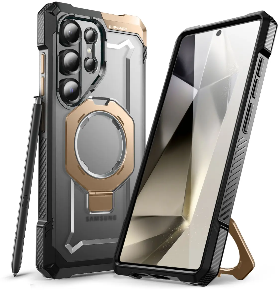 SUPCASE UB Grip Samsung Galaxy S25 Ultra Hoesje MagSafe / Qi2 Kickstand Goud afbeelding 1