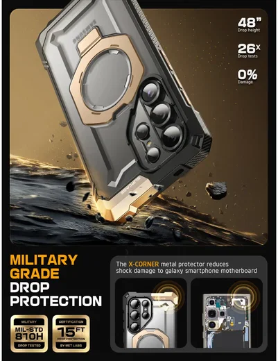 SUPCASE UB Grip Samsung Galaxy S25 Ultra Hoesje MagSafe / Qi2 Kickstand Goud afbeelding 4