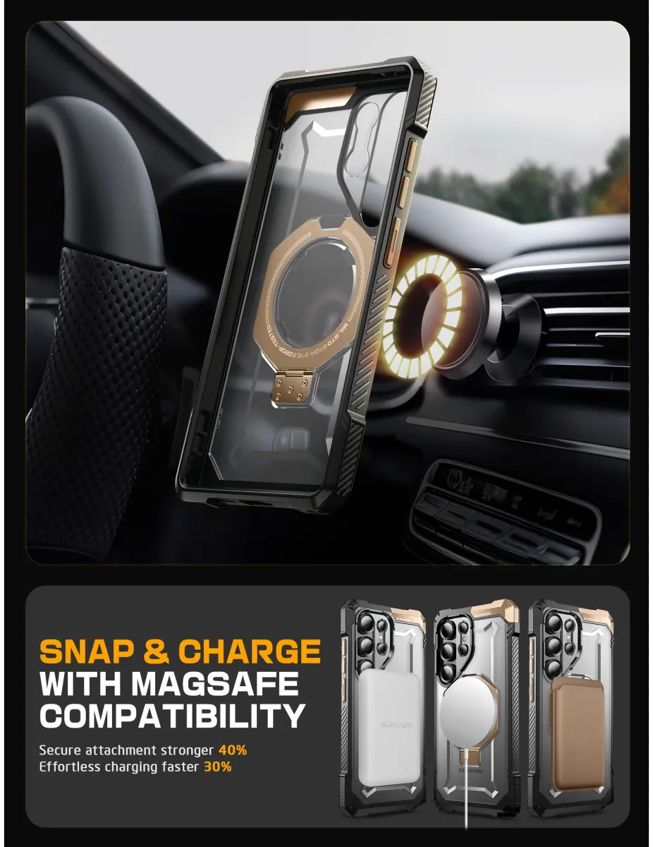 SUPCASE UB Grip Samsung Galaxy S25 Ultra Hoesje MagSafe / Qi2 Kickstand Goud afbeelding 8