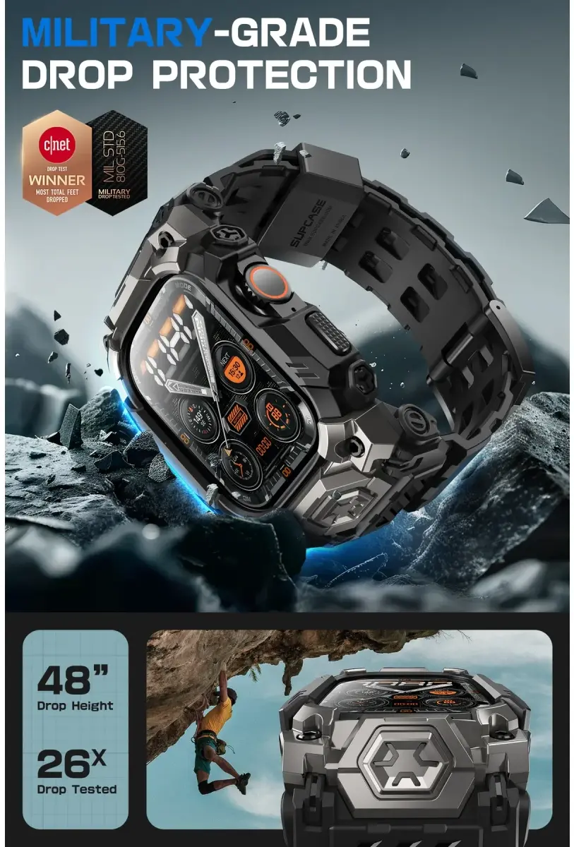 SUPCASE Unicorn Beetle Ore - Apple Watch Ultra (2) Hoesje en Bandje - Zwart afbeelding 8