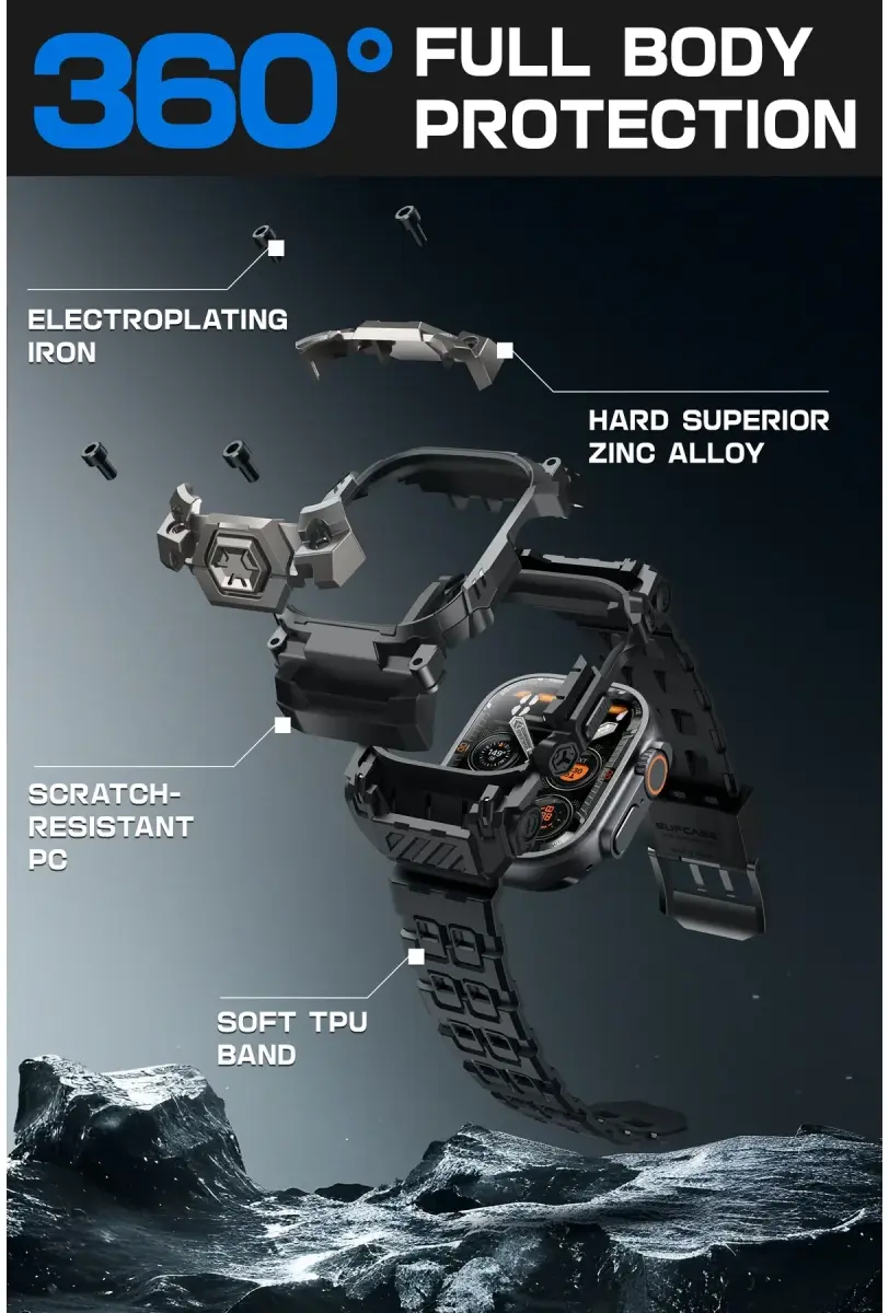 SUPCASE Unicorn Beetle Ore - Apple Watch Ultra (2) Hoesje en Bandje - Zwart afbeelding 4