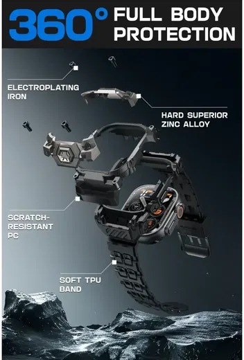 SUPCASE Unicorn Beetle Ore - Apple Watch Ultra (2) Hoesje en Bandje - Zwart afbeelding 4
