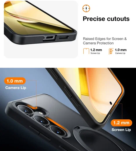 TORRAS Ostand Spin Magnetic Samsung Galaxy S25 Hoesje 360° Stand Zwart afbeelding 8