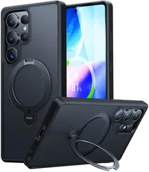 TORRAS Ostand Spin Magnetic Samsung Galaxy S25 Ultra Hoesje 360° Stand Zwart afbeelding