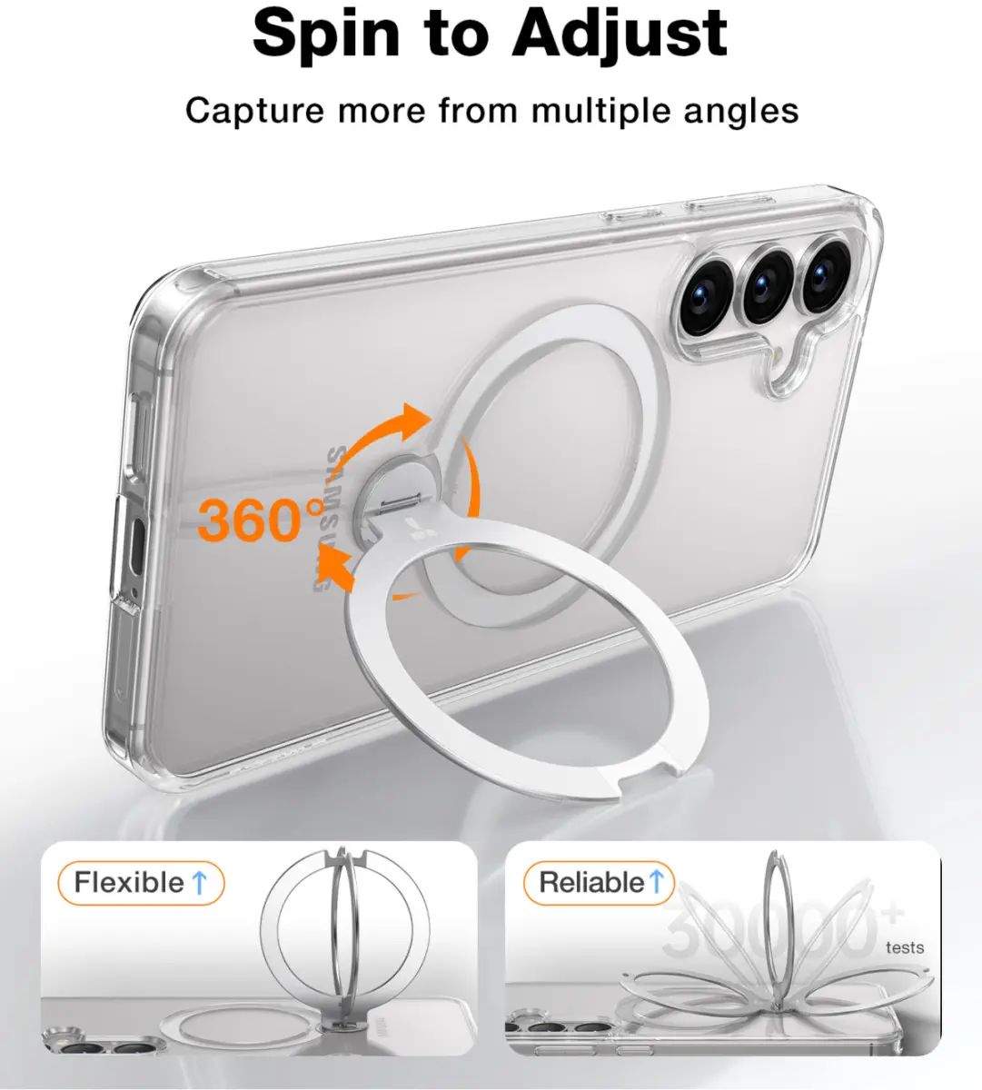 TORRAS Ostand Spin Magnetic Samsung Galaxy S25 Hoesje 360° Stand Transparant afbeelding 9