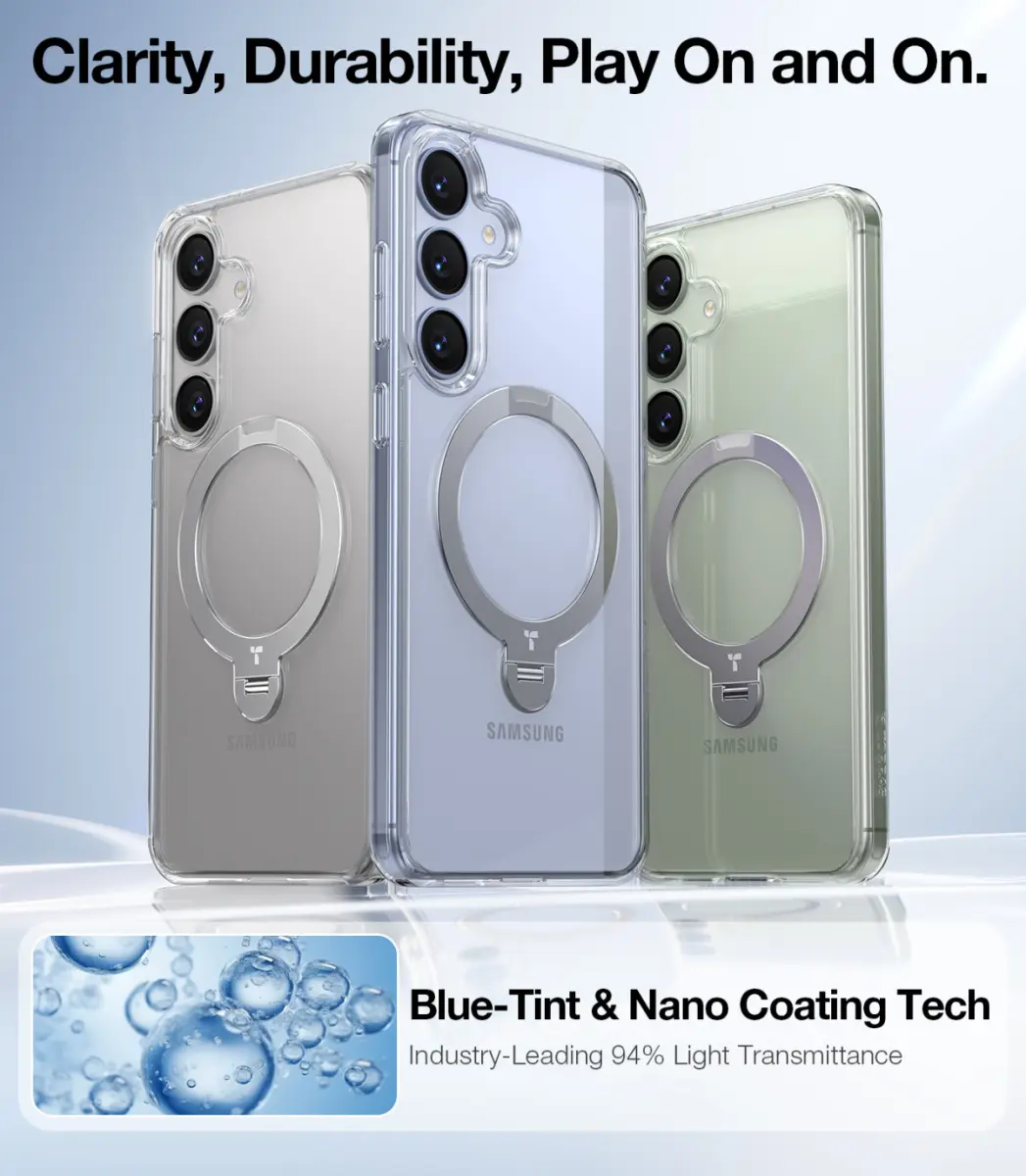TORRAS Ostand Spin Magnetic Samsung Galaxy S25 Hoesje 360° Stand Transparant afbeelding 6