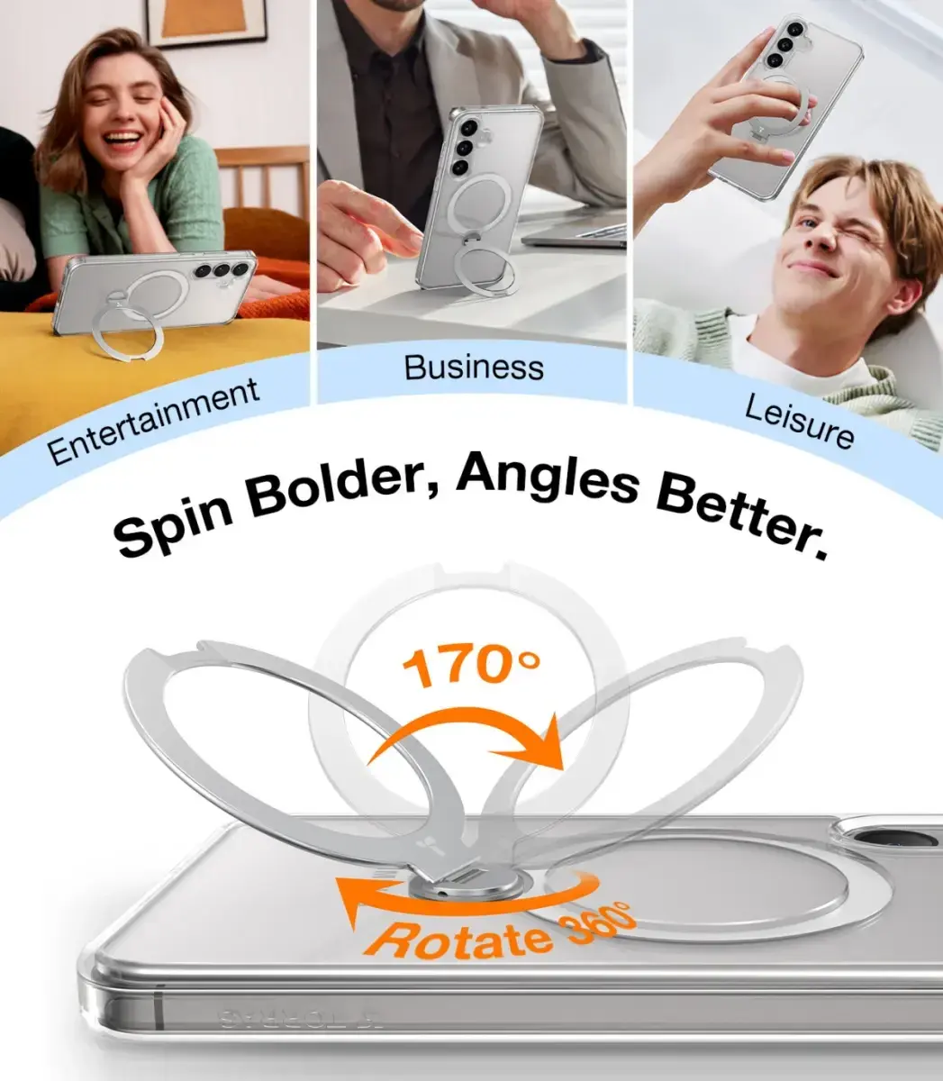 TORRAS Ostand Spin Magnetic Samsung Galaxy S25 Plus Hoesje 360° Stand Clear afbeelding 10