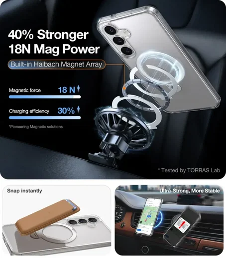 TORRAS Ostand Spin Magnetic Samsung Galaxy S25 Plus Hoesje 360° Stand Clear afbeelding 3
