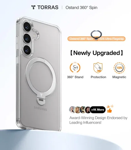 TORRAS Ostand Spin Magnetic Samsung Galaxy S25 Plus Hoesje 360° Stand Clear afbeelding 8