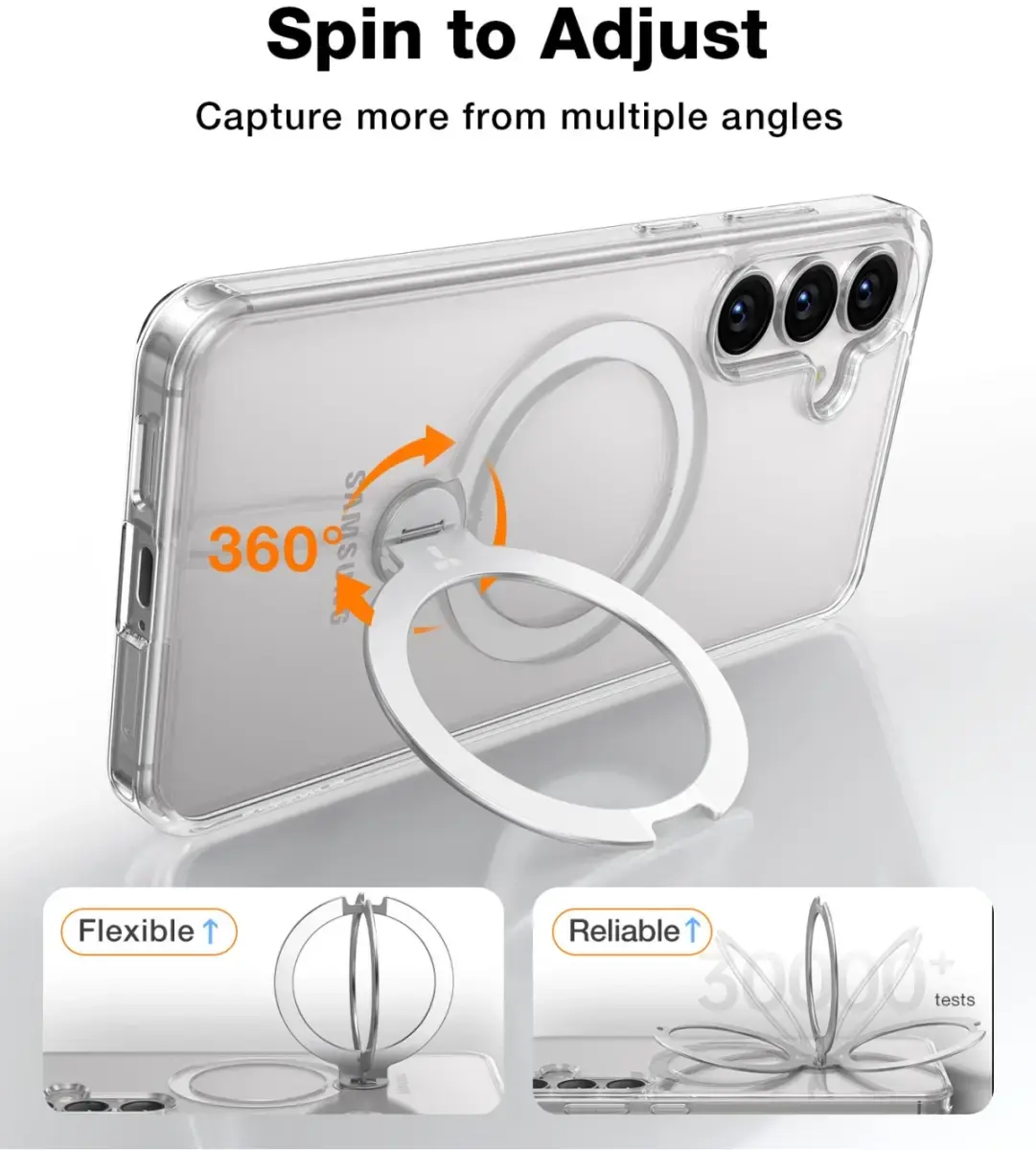 TORRAS Ostand Spin Magnetic Samsung Galaxy S25 Plus Hoesje 360° Stand Clear afbeelding 9