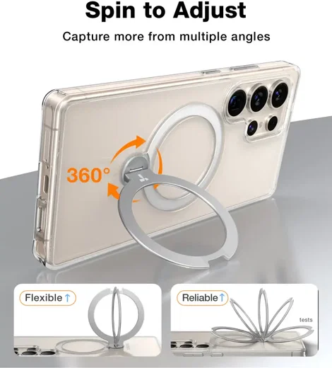 TORRAS Ostand Spin Magnetic Samsung Galaxy S25 Ultra Hoesje 360° Stand Clear afbeelding 10