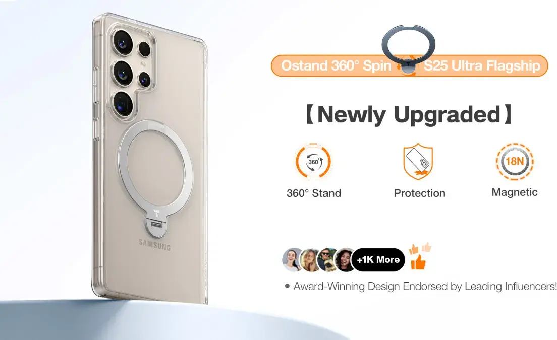 TORRAS Ostand Spin Magnetic Samsung Galaxy S25 Ultra Hoesje 360° Stand Clear afbeelding 13