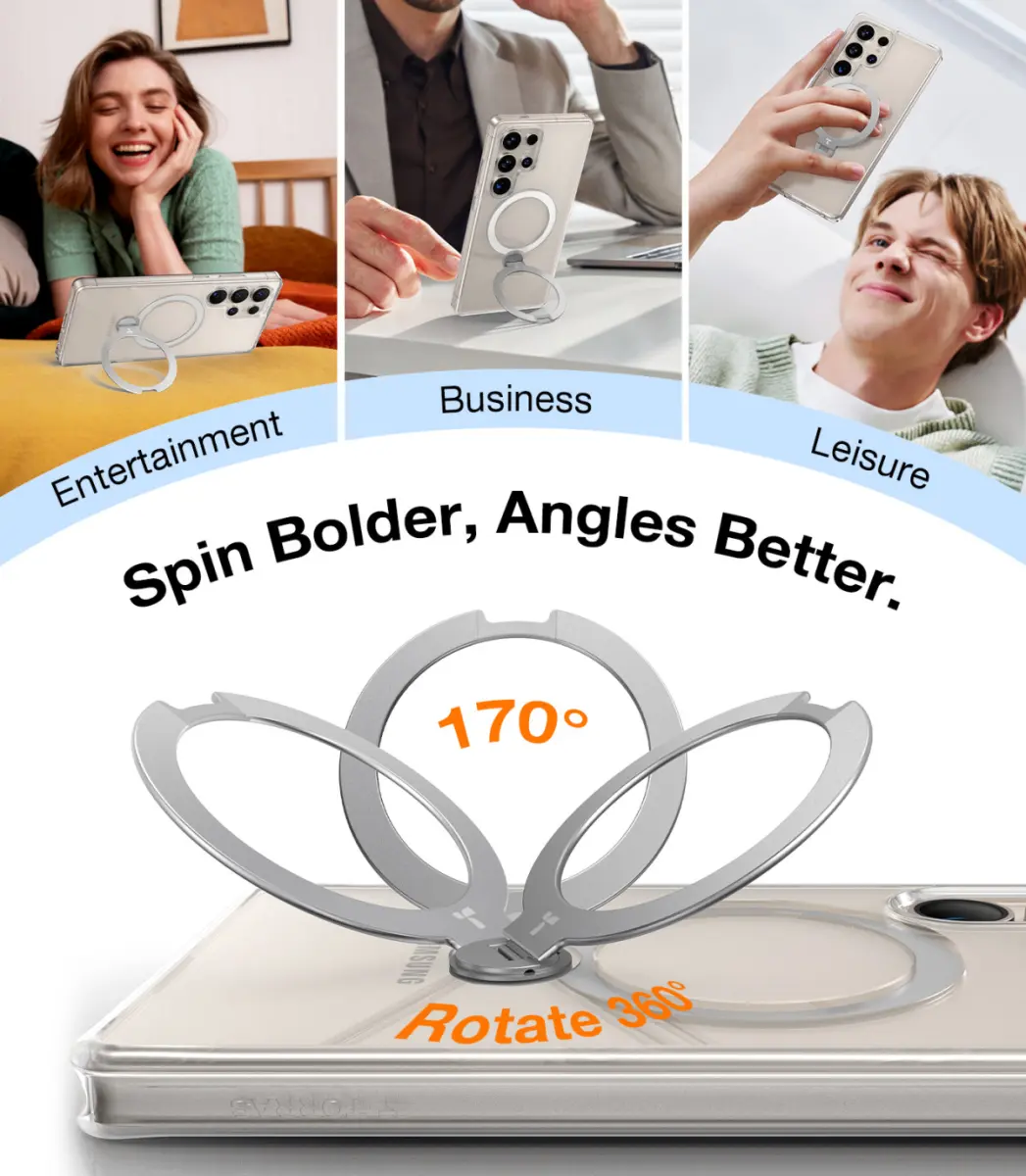 TORRAS Ostand Spin Magnetic Samsung Galaxy S25 Ultra Hoesje 360° Stand Clear afbeelding 14