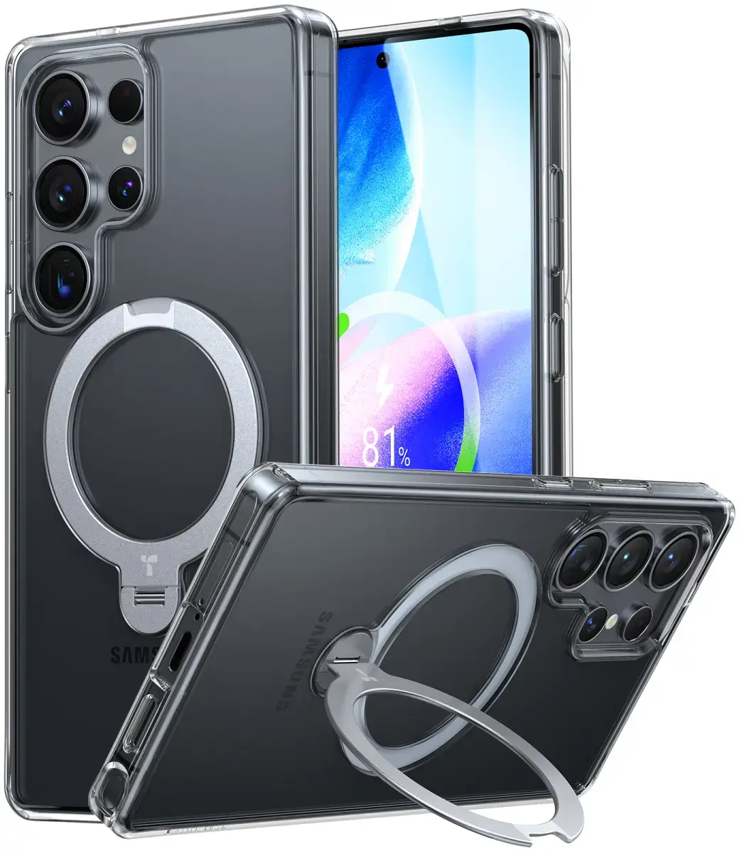 TORRAS Ostand Spin Magnetic Samsung Galaxy S25 Ultra Hoesje 360° Stand Clear afbeelding 1