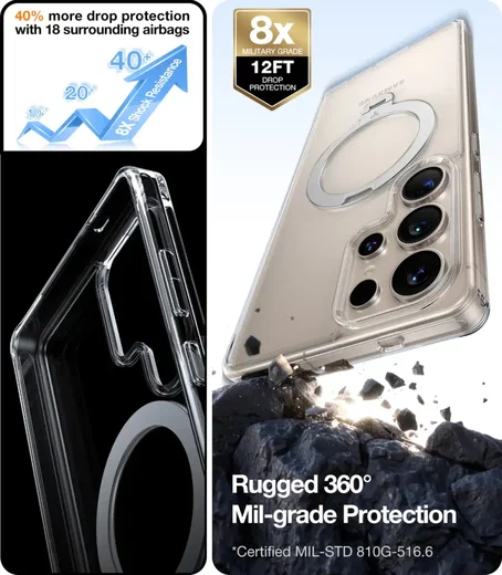 TORRAS Ostand Spin Magnetic Samsung Galaxy S25 Ultra Hoesje 360° Stand Clear afbeelding 6