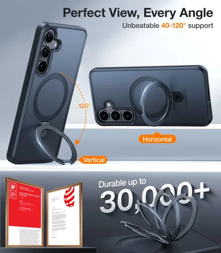 TORRAS Ostand Pro Magnetic Samsung Galaxy S25 Plus Hoesje 360° Stand Zwart afbeelding 4