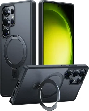 TORRAS 360° Ostand Spin hoes voor Galaxy S25 Ultra hoes (magnetische robuuste standring), top-militaire bescherming, stootvast, krasbestendig, diamant-helder, anti-vergeling, hoes S25 Ultra case