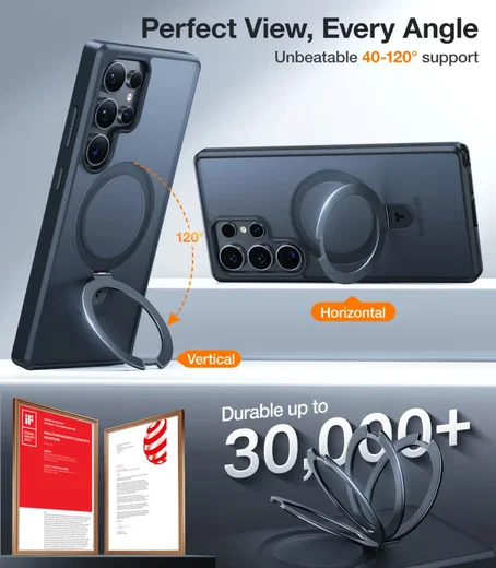 TORRAS Ostand Pro Magnetic Samsung S25 Ultra Hoesje met Stand Zwart afbeelding 6