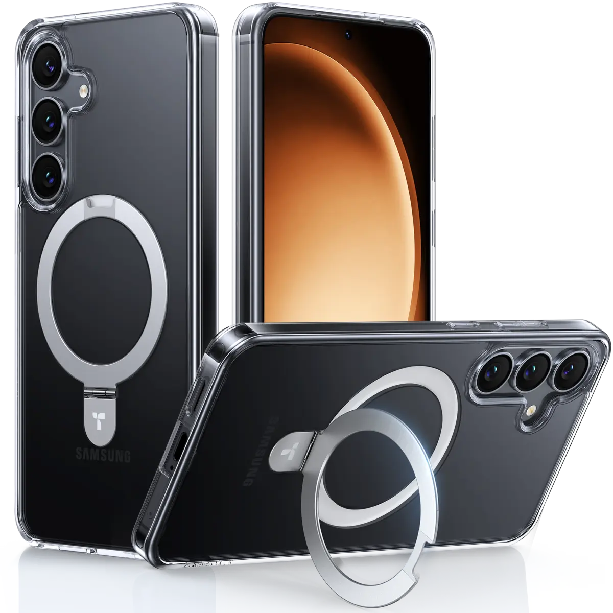 TORRAS Ostand Pro Magnetic Samsung Galaxy S25 Plus Hoesje 360° Stand Transparant afbeelding 1