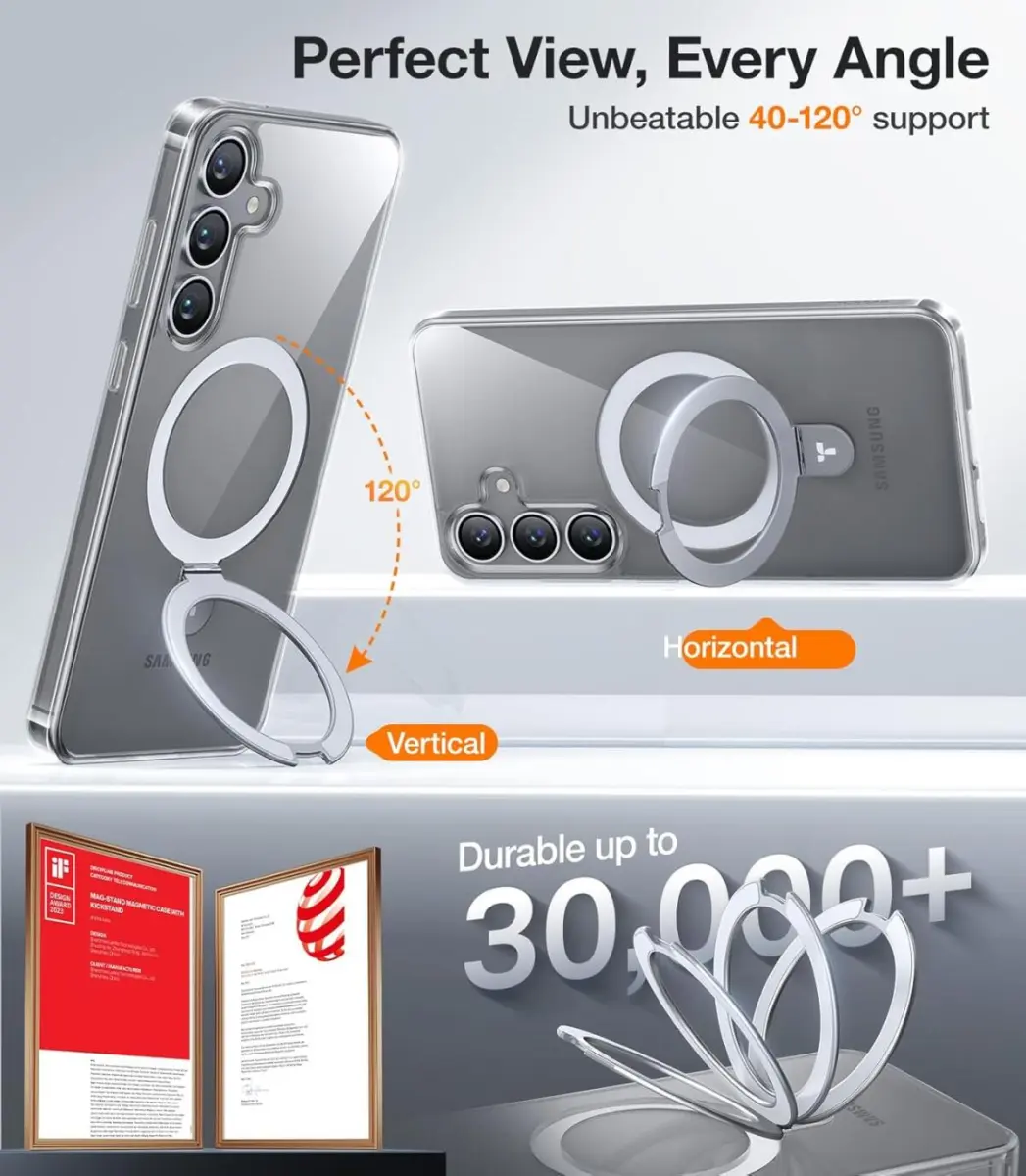 TORRAS Ostand Pro Magnetic Samsung Galaxy S25 Plus Hoesje 360° Stand Transparant afbeelding 5