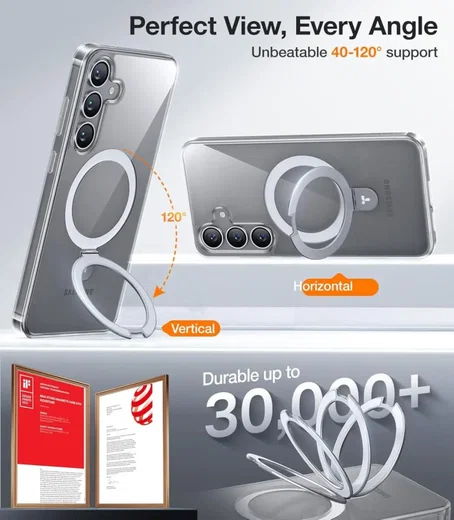 TORRAS Ostand Pro Magnetic Samsung Galaxy S25 Plus Hoesje 360° Stand Transparant afbeelding 5