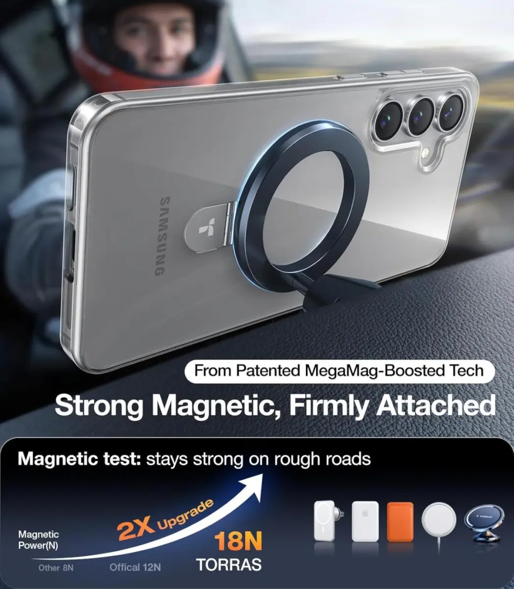 TORRAS Ostand Pro Magnetic Samsung Galaxy S25 Plus Hoesje 360° Stand Transparant afbeelding 6