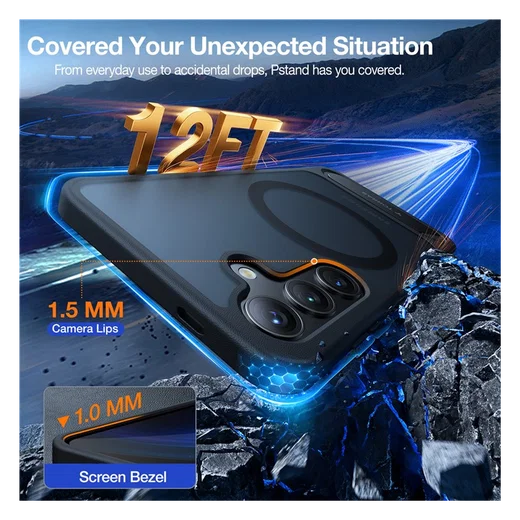 TORRAS Pstand Spin Magnetic Samsung Galaxy S25 Plus Hoesje 360° Kickstand Zwart afbeelding 10