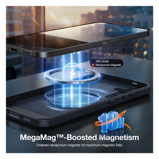 TORRAS Pstand Spin Magnetic Samsung Galaxy S25 Plus Hoesje 360° Kickstand Zwart afbeelding 11