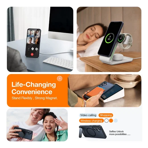 TORRAS Pstand Spin Magnetic Samsung Galaxy S25 Plus Hoesje 360° Kickstand Zwart afbeelding 12