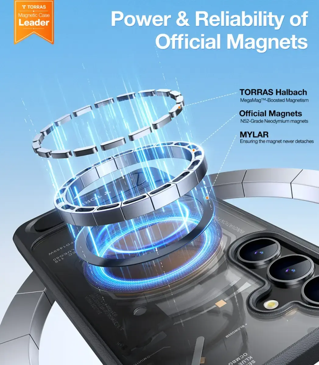 TORRAS Pstand Spin Magnetic Samsung Galaxy S25 Plus Hoesje 360° Kickstand Zwart afbeelding 4