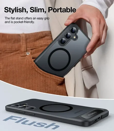 TORRAS Pstand Spin Magnetic Samsung Galaxy S25 Plus Hoesje 360° Kickstand Zwart afbeelding 5