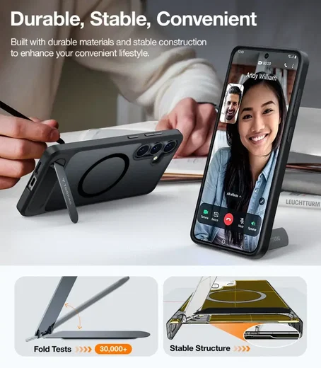 TORRAS Pstand Spin Magnetic Samsung Galaxy S25 Plus Hoesje 360° Kickstand Zwart afbeelding 6