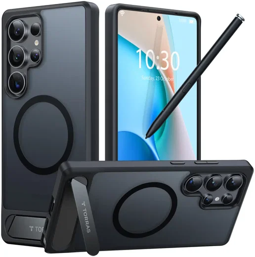TORRAS Pstand Spin Magnetic Samsung Galaxy S25 Ultra Hoesje 360° Kickstand Zwart afbeelding 10