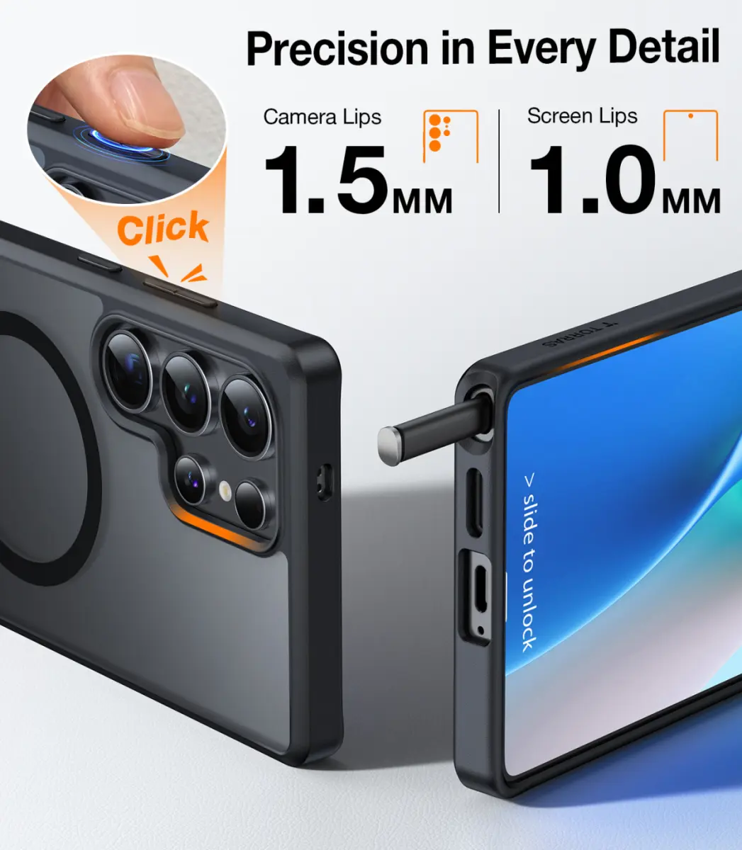 TORRAS Pstand Spin Magnetic Samsung Galaxy S25 Ultra Hoesje 360° Kickstand Zwart afbeelding 4