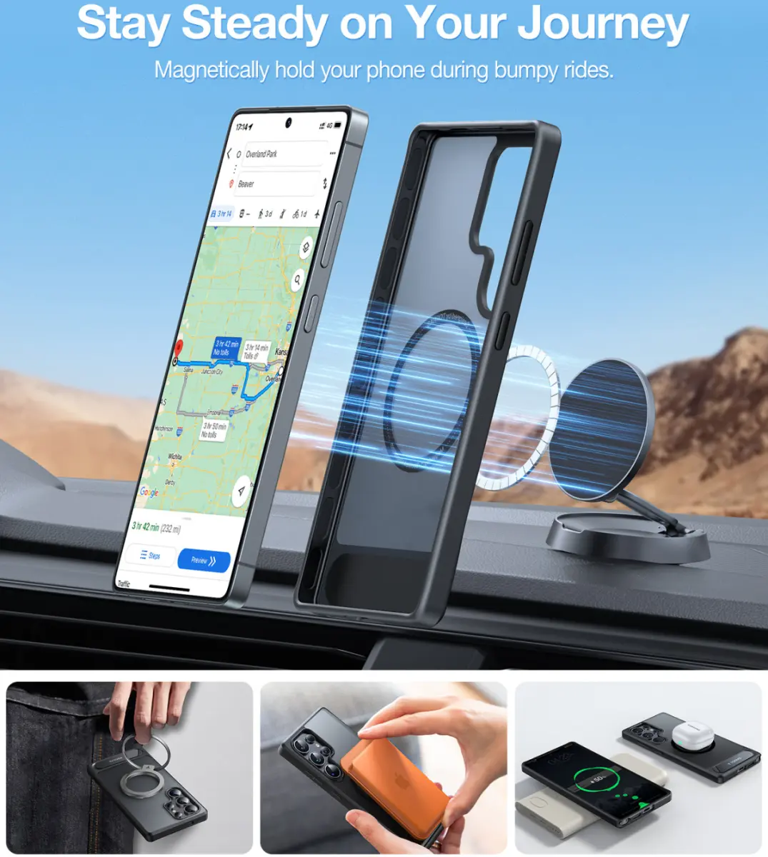 TORRAS Pstand Spin Magnetic Samsung Galaxy S25 Ultra Hoesje 360° Kickstand Zwart afbeelding 7