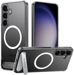 TORRAS Pstand Spin Magnetic Samsung Galaxy S25 Hoesje 360° Kickstand Transparant afbeelding