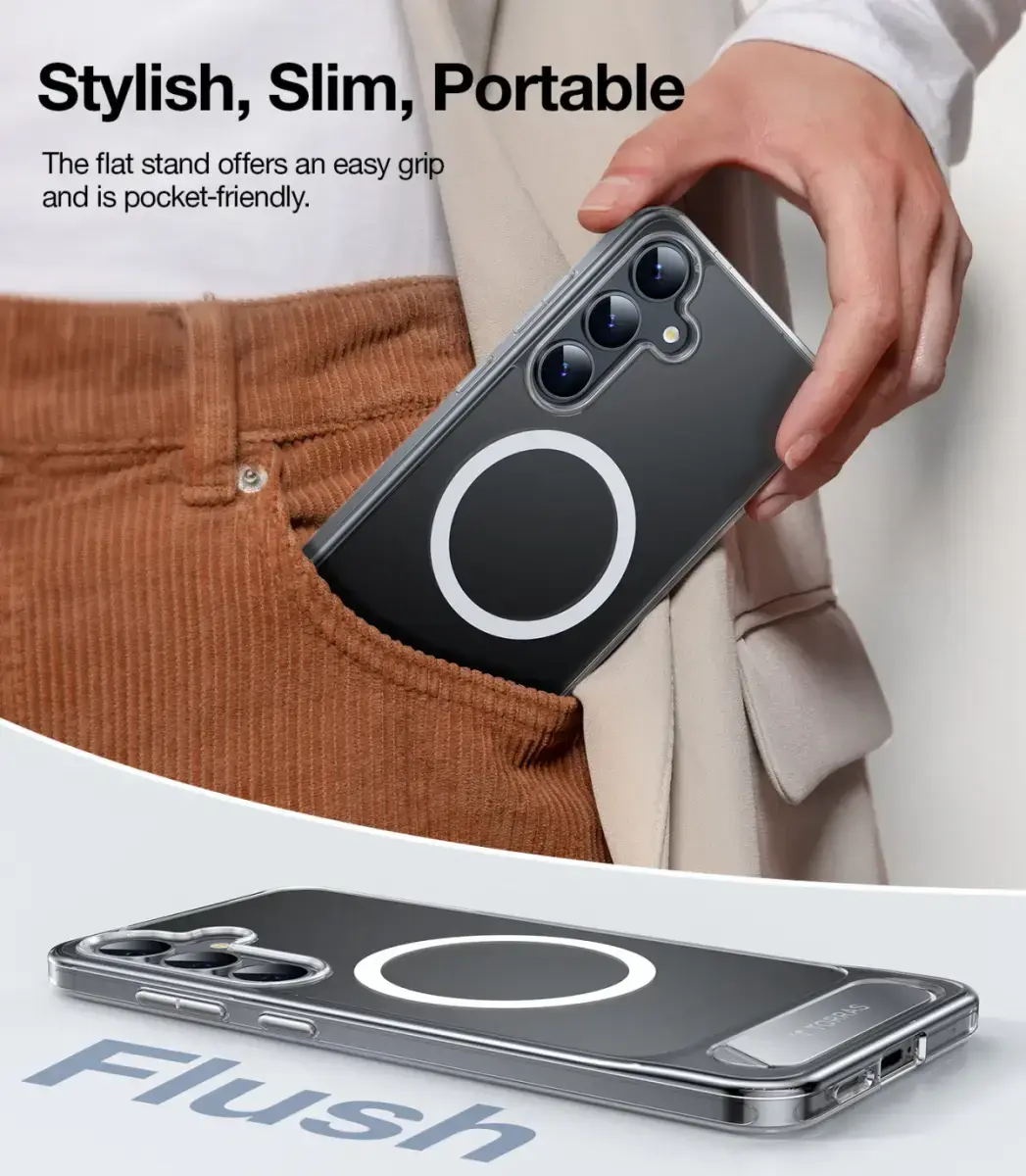 TORRAS Pstand Spin Magnetic Samsung Galaxy S25 Plus Hoesje 360° Kickstand Clear afbeelding 6