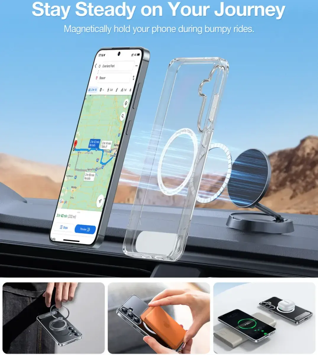 TORRAS Pstand Spin Magnetic Samsung Galaxy S25 Plus Hoesje 360° Kickstand Clear afbeelding 7
