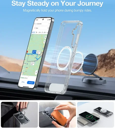TORRAS Pstand Spin Magnetic Samsung Galaxy S25 Plus Hoesje 360° Kickstand Clear afbeelding 7