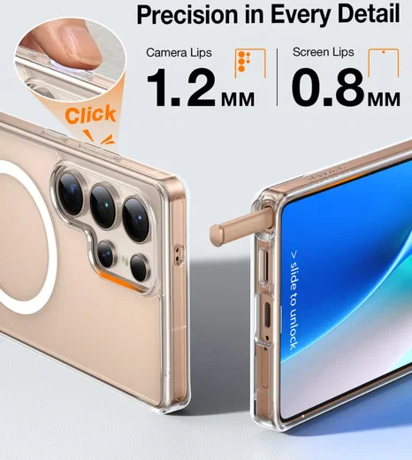 TORRAS Pstand Spin Magnetic Samsung Galaxy S25 Ultra Hoesje 360° Kickstand Clear afbeelding 3