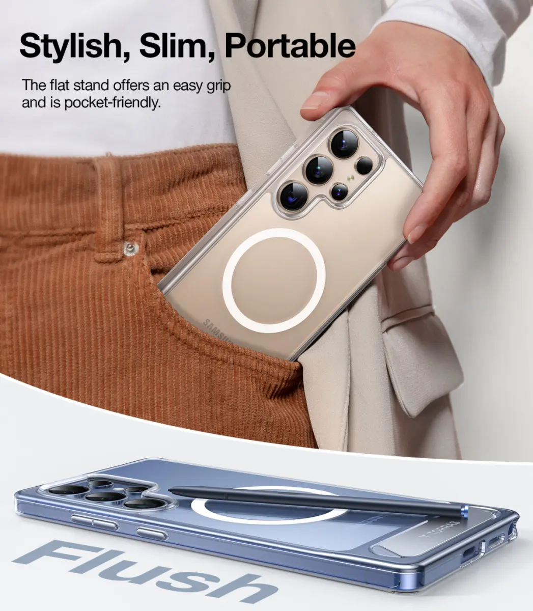 TORRAS Pstand Spin Magnetic Samsung Galaxy S25 Ultra Hoesje 360° Kickstand Clear afbeelding 6