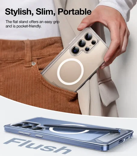 TORRAS Pstand Spin Magnetic Samsung Galaxy S25 Ultra Hoesje 360° Kickstand Clear afbeelding 6